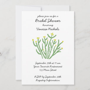 Yellow Flower Cholla Cactus Bridal Shower Invitation