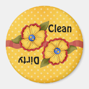 Yellow Flower Clean Dirty Dishwasher Magnet
