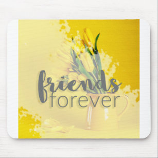 Yellow Flower Design Friends-Forever Mouse Pad