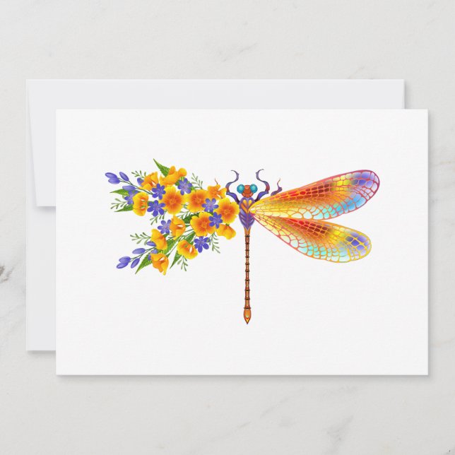 Yellow Flower Dragonfly Announcement (Front)