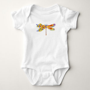 Yellow Flower Dragonfly Baby Bodysuit