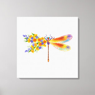 Yellow Flower Dragonfly Canvas Print