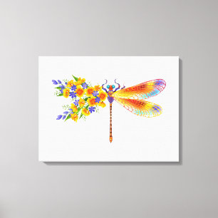 Yellow Flower Dragonfly Canvas Print