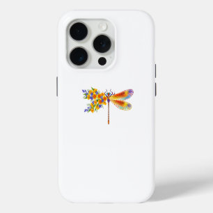 Yellow Flower Dragonfly iPhone 15 Pro Case