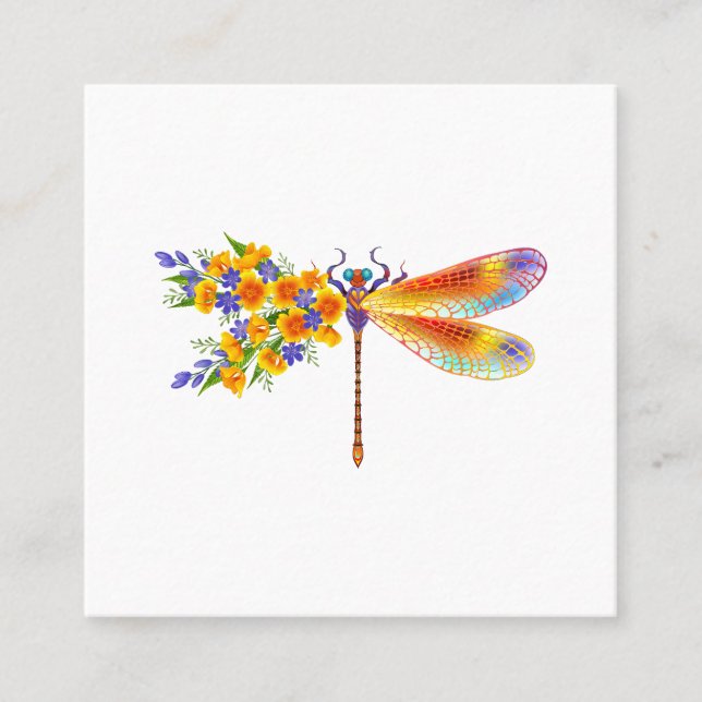 Yellow Flower Dragonfly Discount Card (Front)