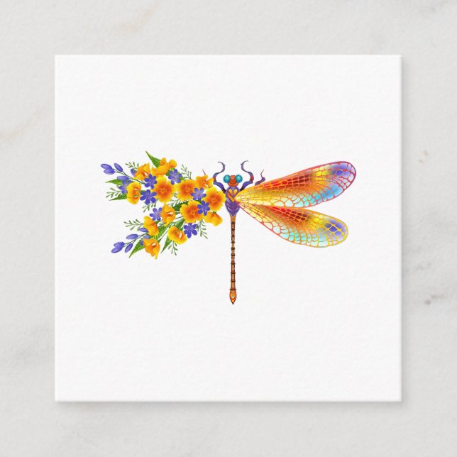 Yellow Flower Dragonfly Enclosure Card (Front)