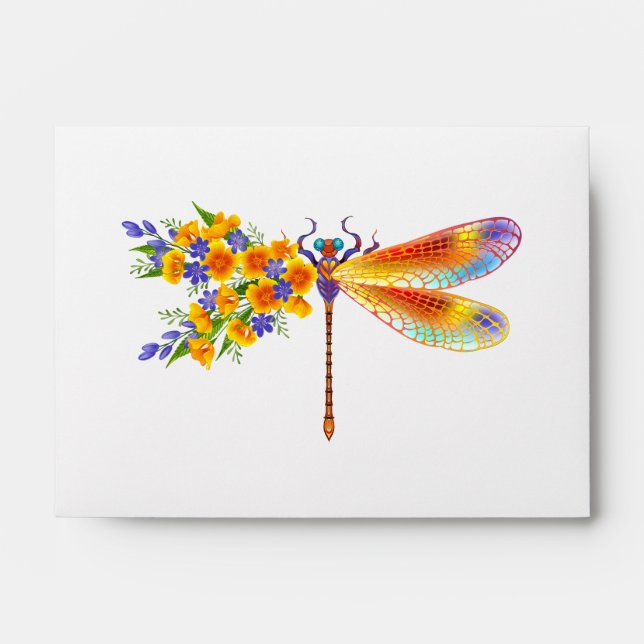 Yellow Flower Dragonfly Envelope (Front)
