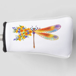 Yellow Flower Dragonfly Golf Head Cover