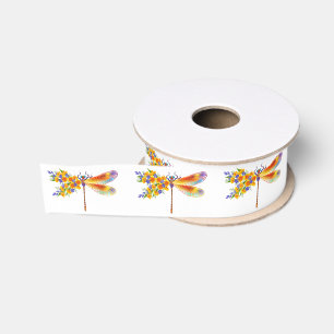 Yellow Flower Dragonfly Grosgrain Ribbon