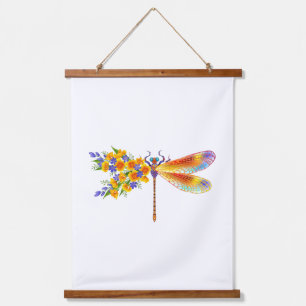 Yellow Flower Dragonfly Hanging Tapestry