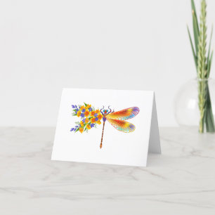 Yellow Flower Dragonfly Holiday Card
