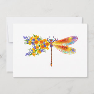 Yellow Flower Dragonfly Holiday Card