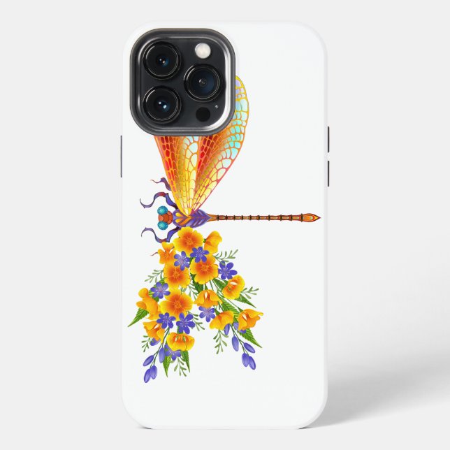 Yellow Flower Dragonfly iPhone Case (Back)