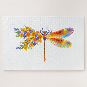 Yellow Flower Dragonfly Jigsaw Puzzle