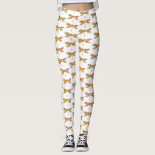 Yellow Flower Dragonfly Leggings