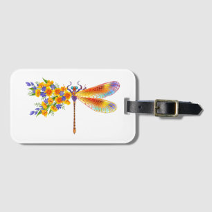 Yellow Flower Dragonfly Luggage Tag
