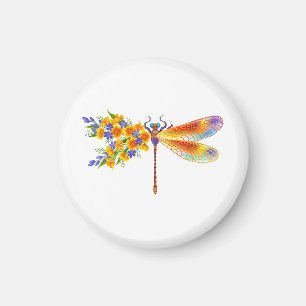 Yellow Flower Dragonfly Magnet