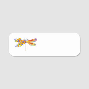 Yellow Flower Dragonfly Name Tag
