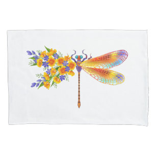 Yellow Flower Dragonfly Pillowcase