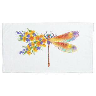 Yellow Flower Dragonfly Pillowcase