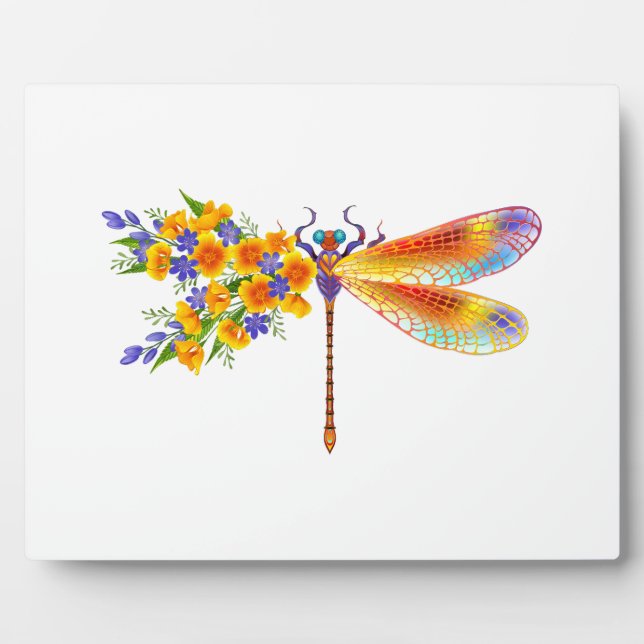 Yellow Flower Dragonfly Plaque (Front)