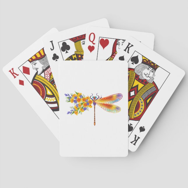 Yellow Flower Dragonfly Playing Cards (Back)