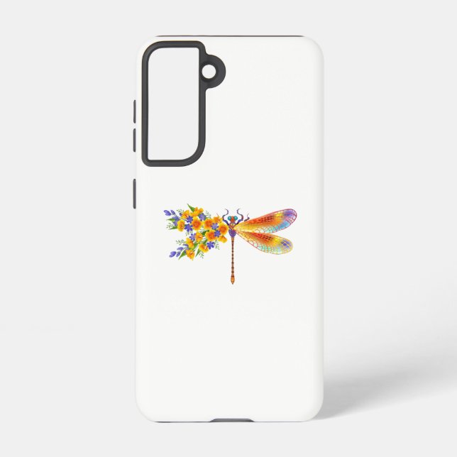 Yellow Flower Dragonfly Samsung Galaxy S21 Case (Back)
