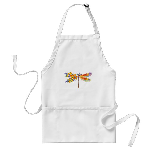 Yellow Flower Dragonfly Standard Apron (Front)