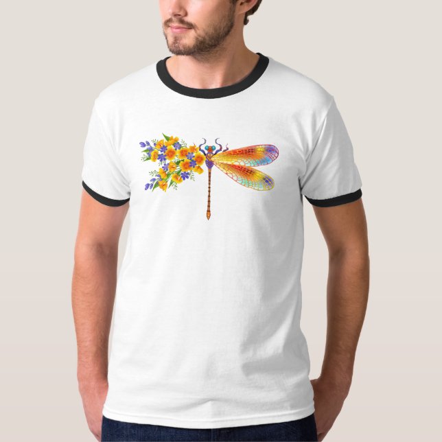Yellow Flower Dragonfly T-Shirt (Front)