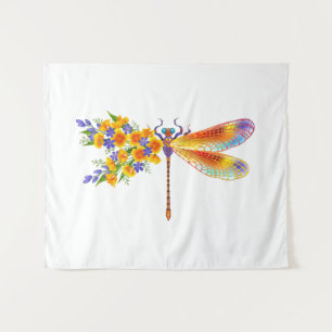 Yellow Flower Dragonfly Tapestry