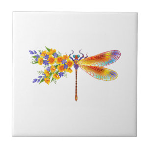 Yellow Flower Dragonfly Tile