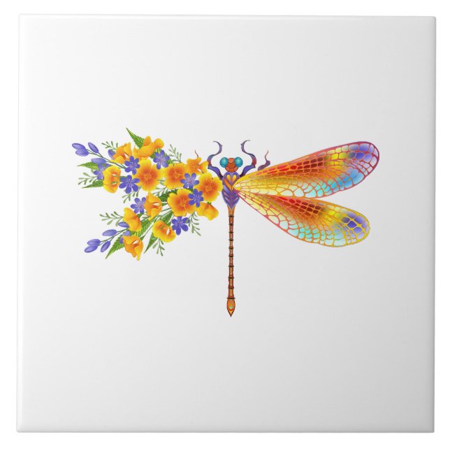 Yellow Flower Dragonfly Tile (Front)
