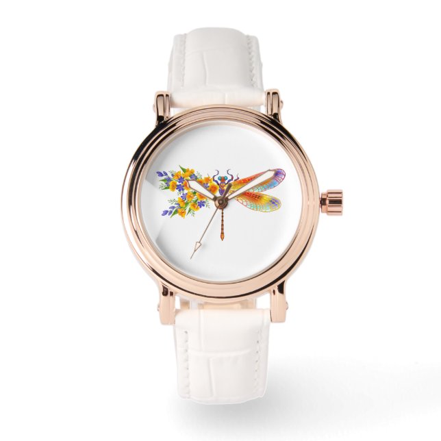 Yellow Flower Dragonfly Watch (Front)