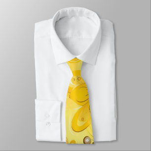 Yellow Flower Fantasy Print Neck Tie