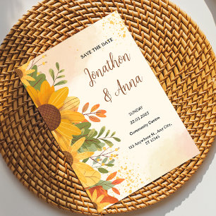 Yellow Flower Frame Wedding Invitation