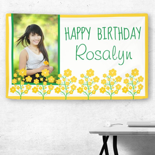 Yellow Flower Happy Birthday Photo Banner (Creator Uploaded)