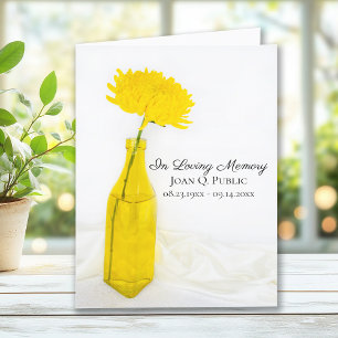 Yellow Flower in Vase Funeral Memorial Sympathy Thank You Card