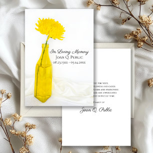 Yellow Flower in Vase Funeral Memorial Sympathy Thank You Card
