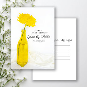 Yellow Flower in Vase Share a Memory Funeral Card