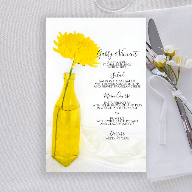 Yellow Flower in Vase Wedding Menu (Creator Uploaded)