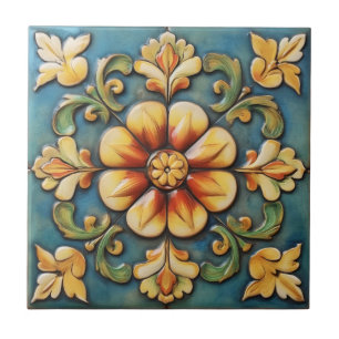 Yellow Flower Italian Tile