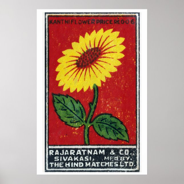 Yellow FLower - Matchbox Print - Czech Wall Art (Front)
