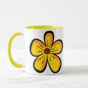Yellow flower motif mug