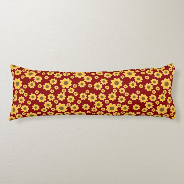 Yellow Flower Motif | Yellow Daisy Pattern Body Cushion (Front)