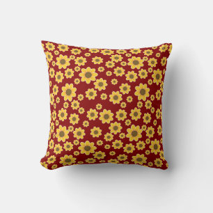 Yellow Flower Motif   Yellow Daisy Pattern Cushion