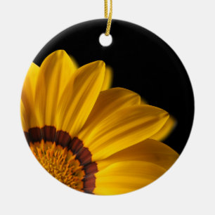 Yellow flower on  black background ceramic tree decoration