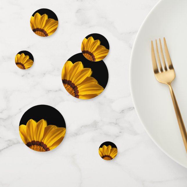 Yellow flower on  black background confetti (Group)