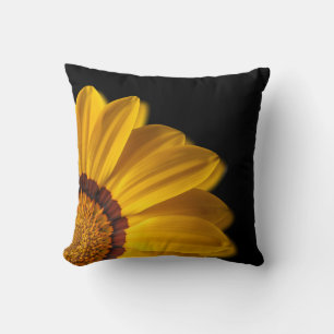 Yellow flower on black background cushion