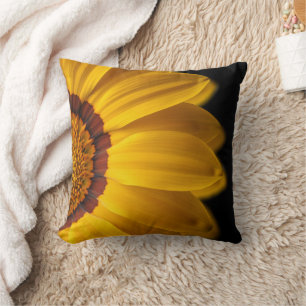 Yellow flower on  black background cushion