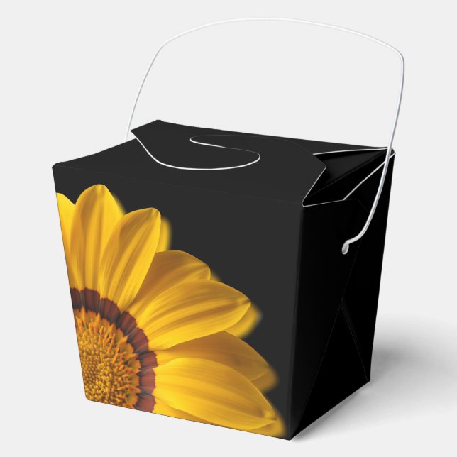 Yellow flower on  black background favour box (Front)